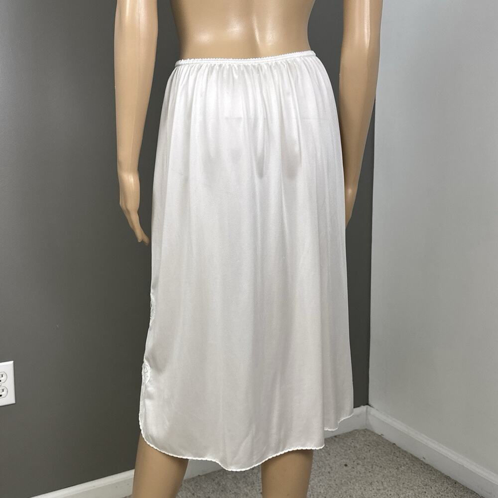 Vintage Bali Half Slip Skirt Size XL White Antron III Nylon Lace Slit USA Made - Picture 6 of 9